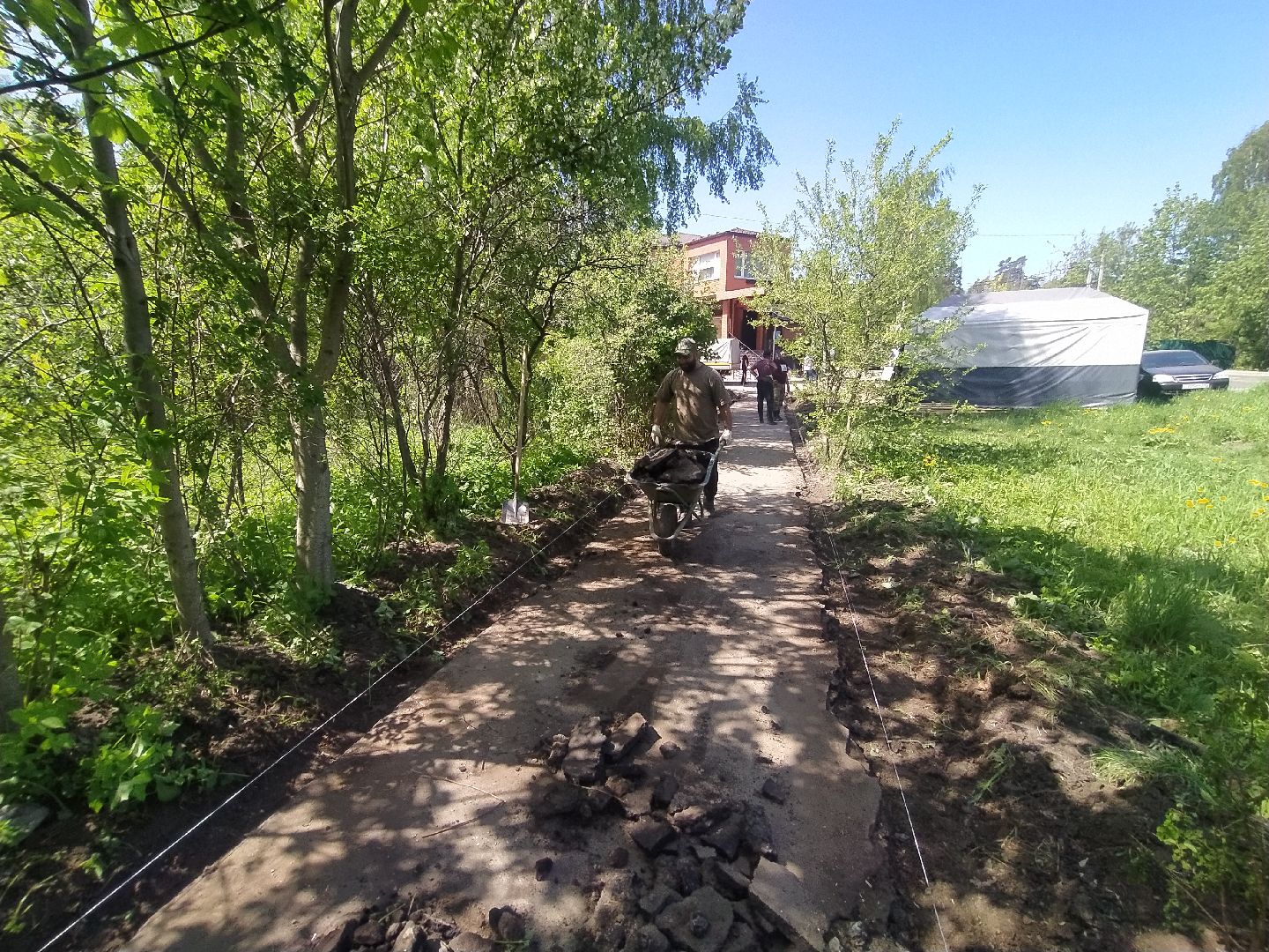 Дорога, тротуар, асфальт, бордюр