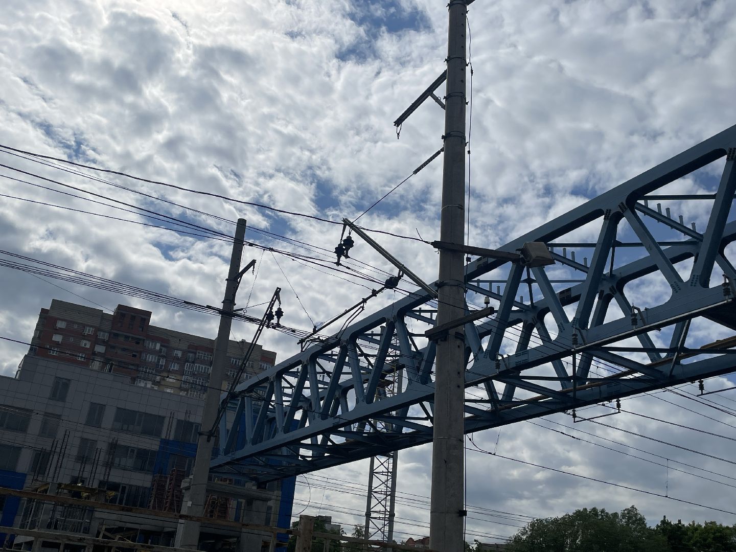 Мост, пешеходы, дорога, строительство