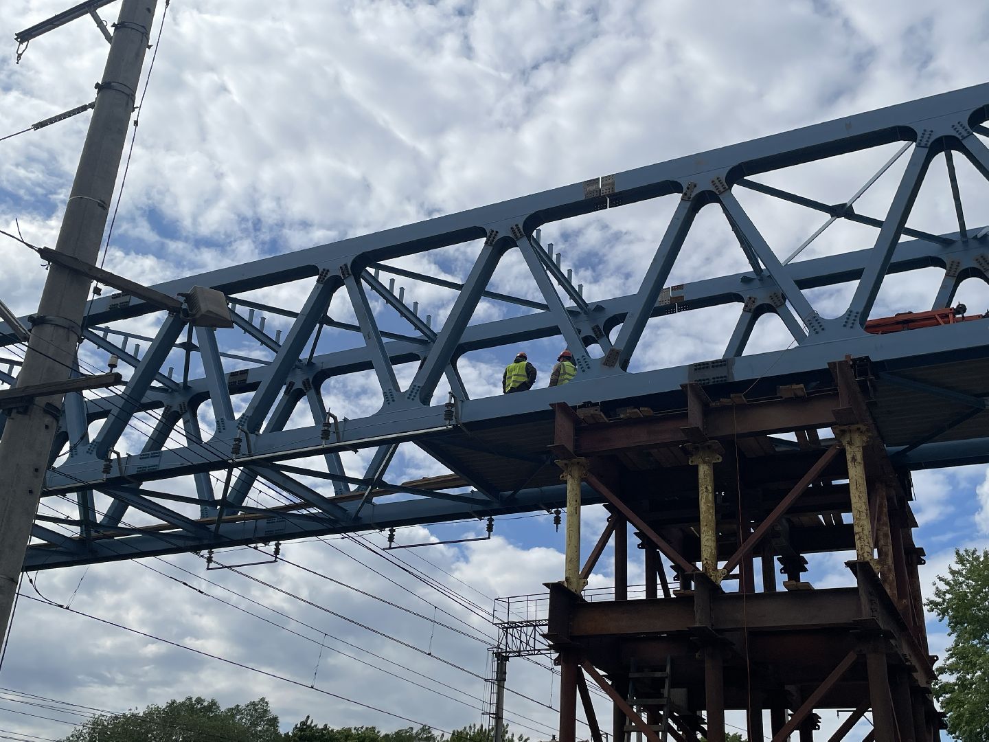 Мост, пешеходы, дорога, строительство