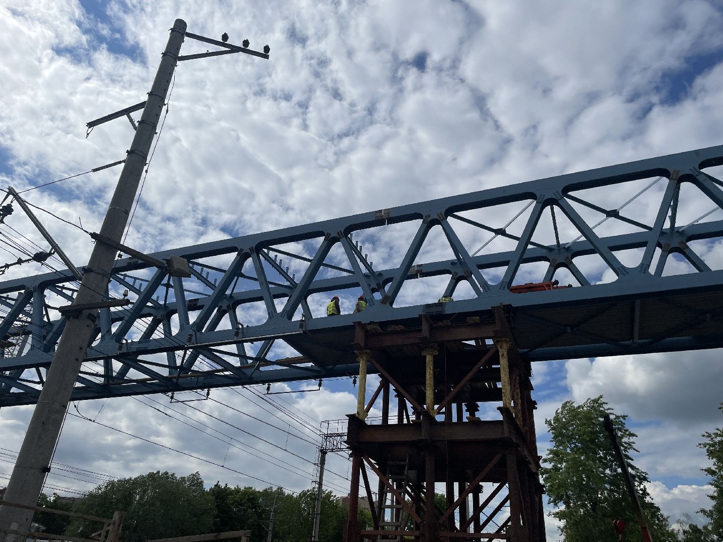 Мост, пешеходы, дорога, строительство