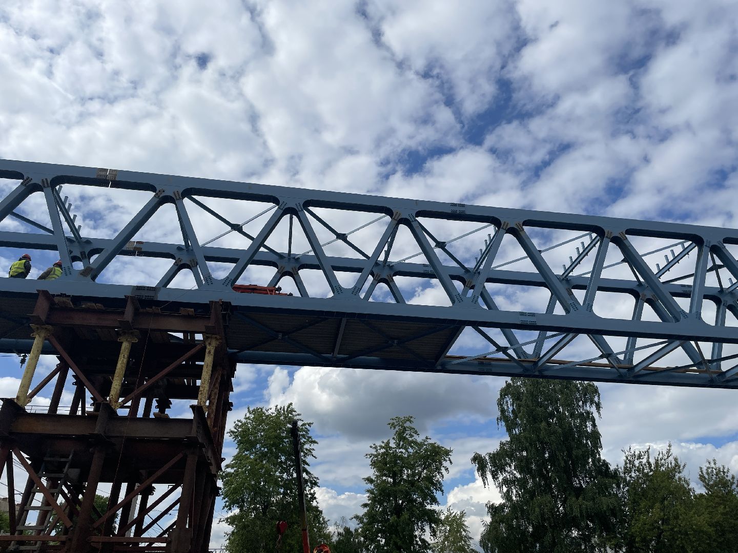 Мост, пешеходы, дорога, строительство