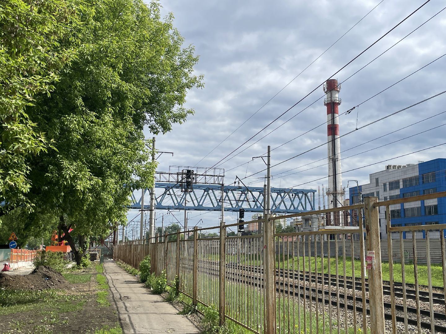 Мост, пешеходы, дорога, строительство