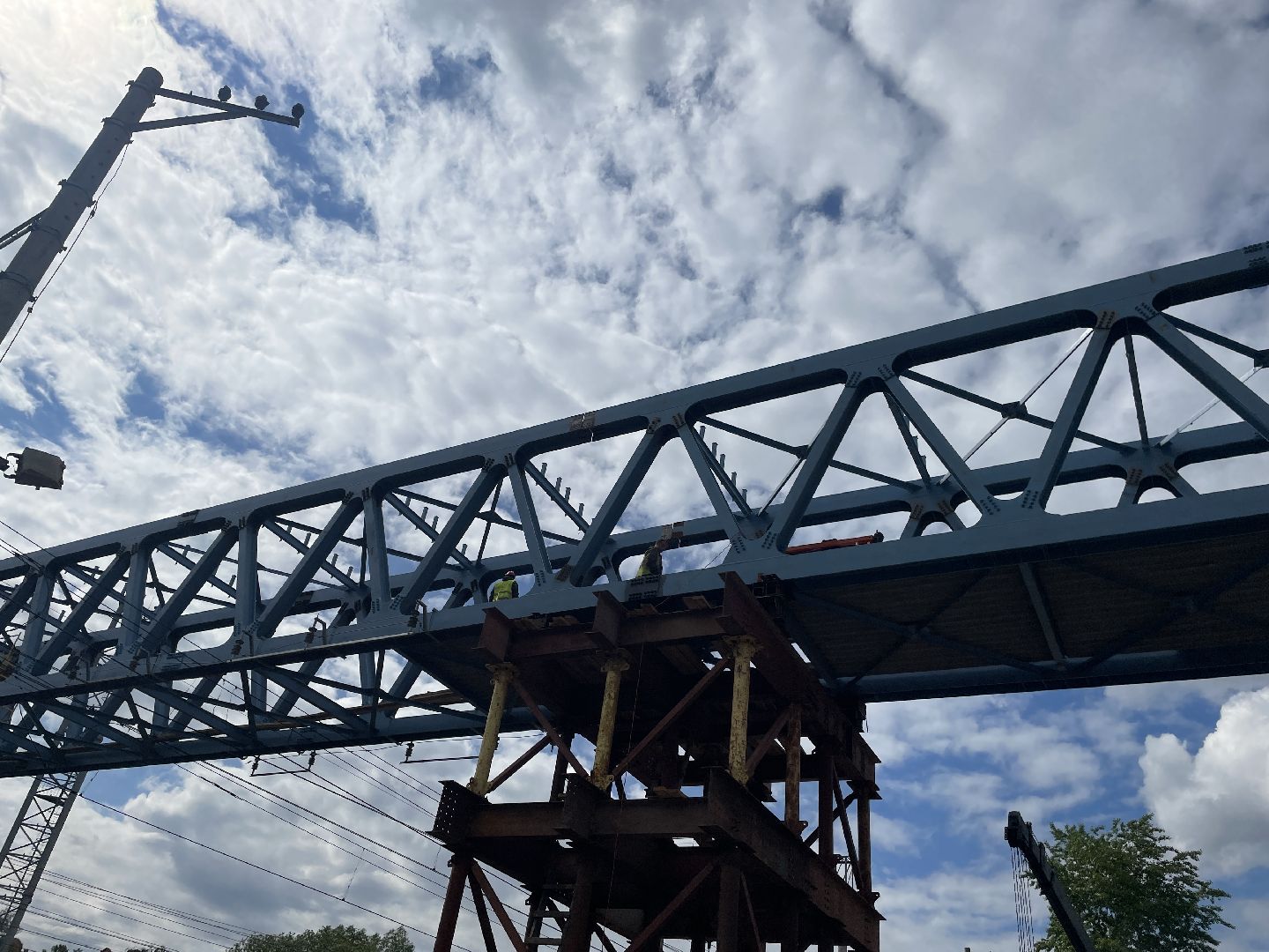 Мост, пешеходы, дорога, строительство