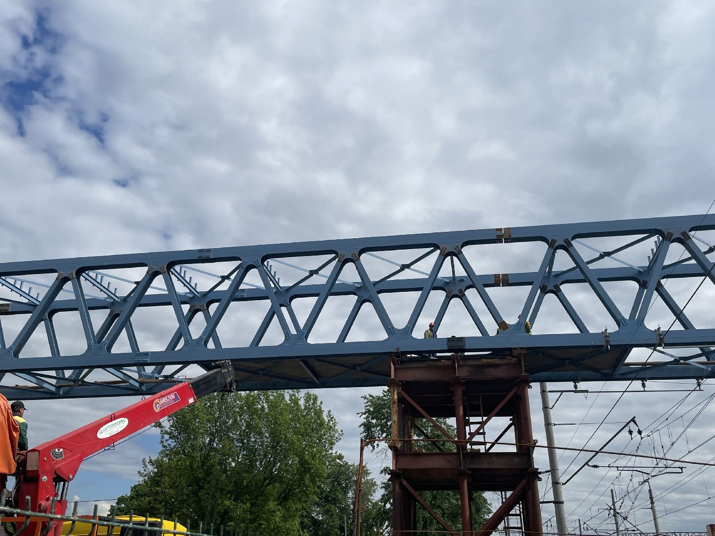 Мост, пешеходы, дорога, строительство