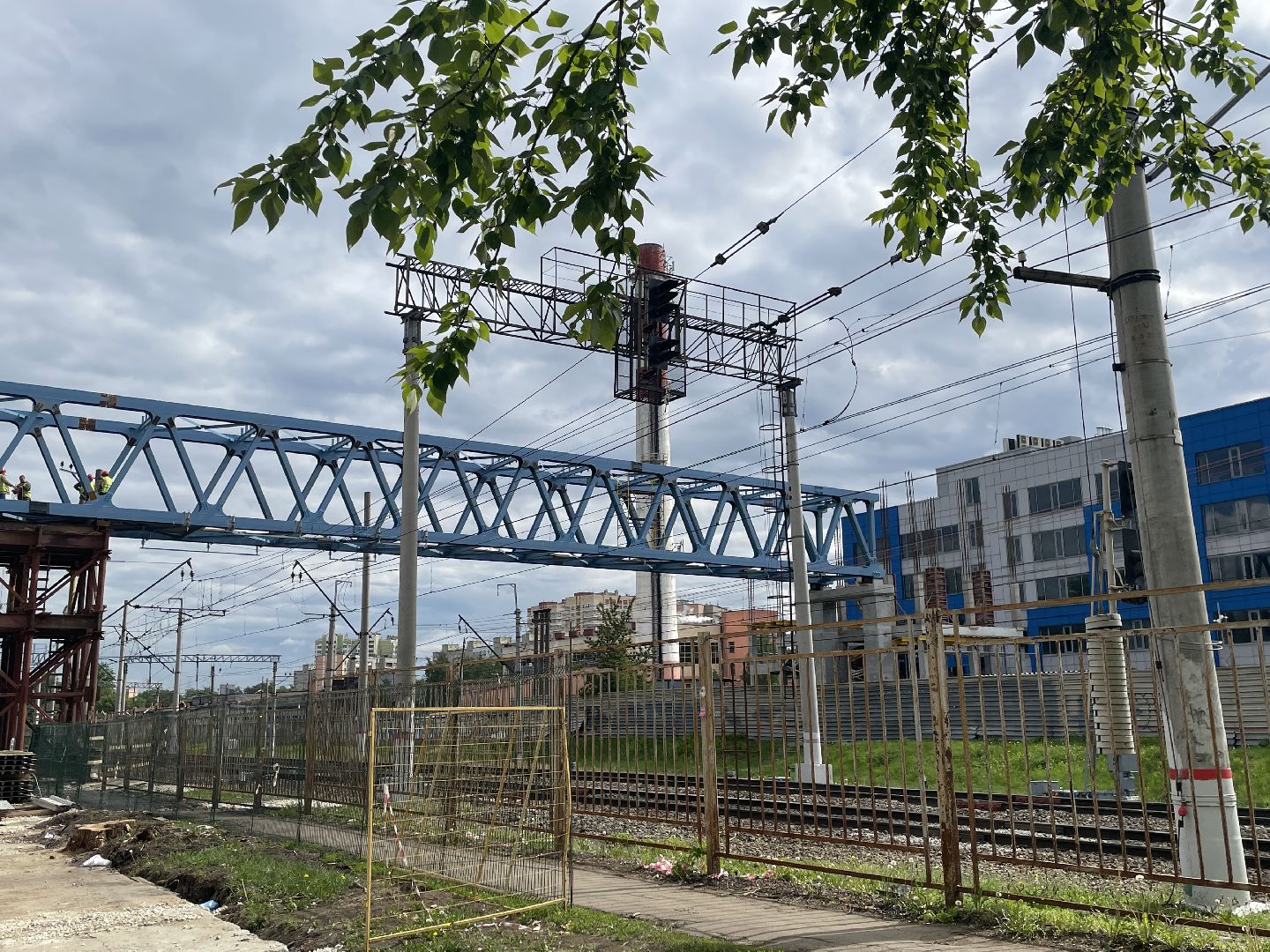 Мост, пешеходы, дорога, строительство