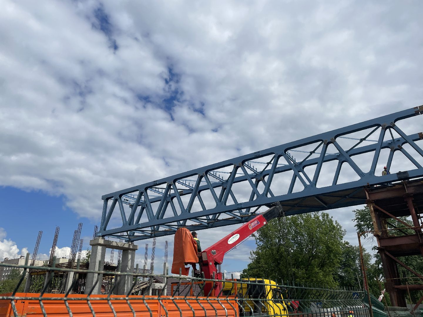 Мост, пешеходы, дорога, строительство