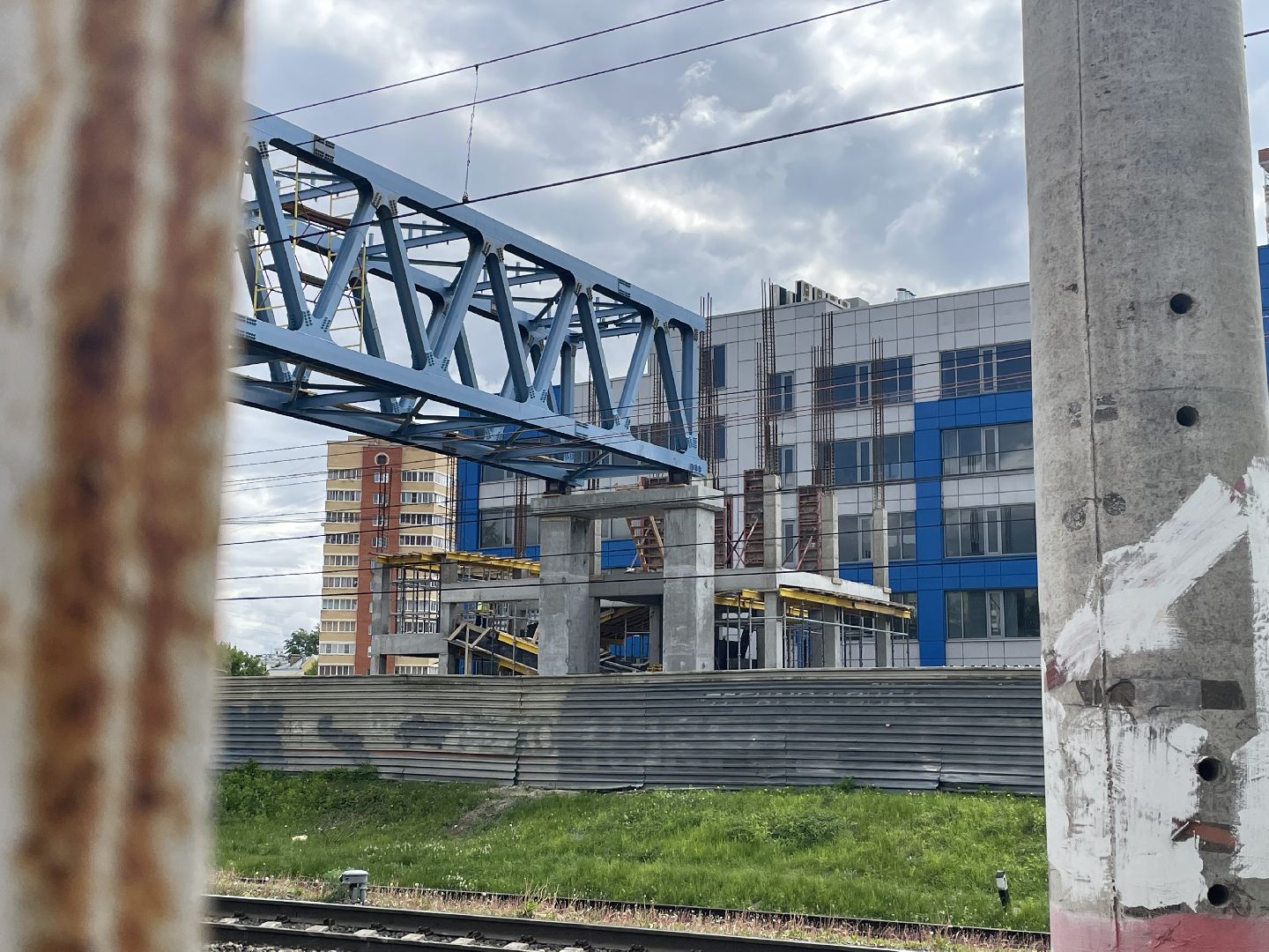 Мост, пешеходы, дорога, строительство