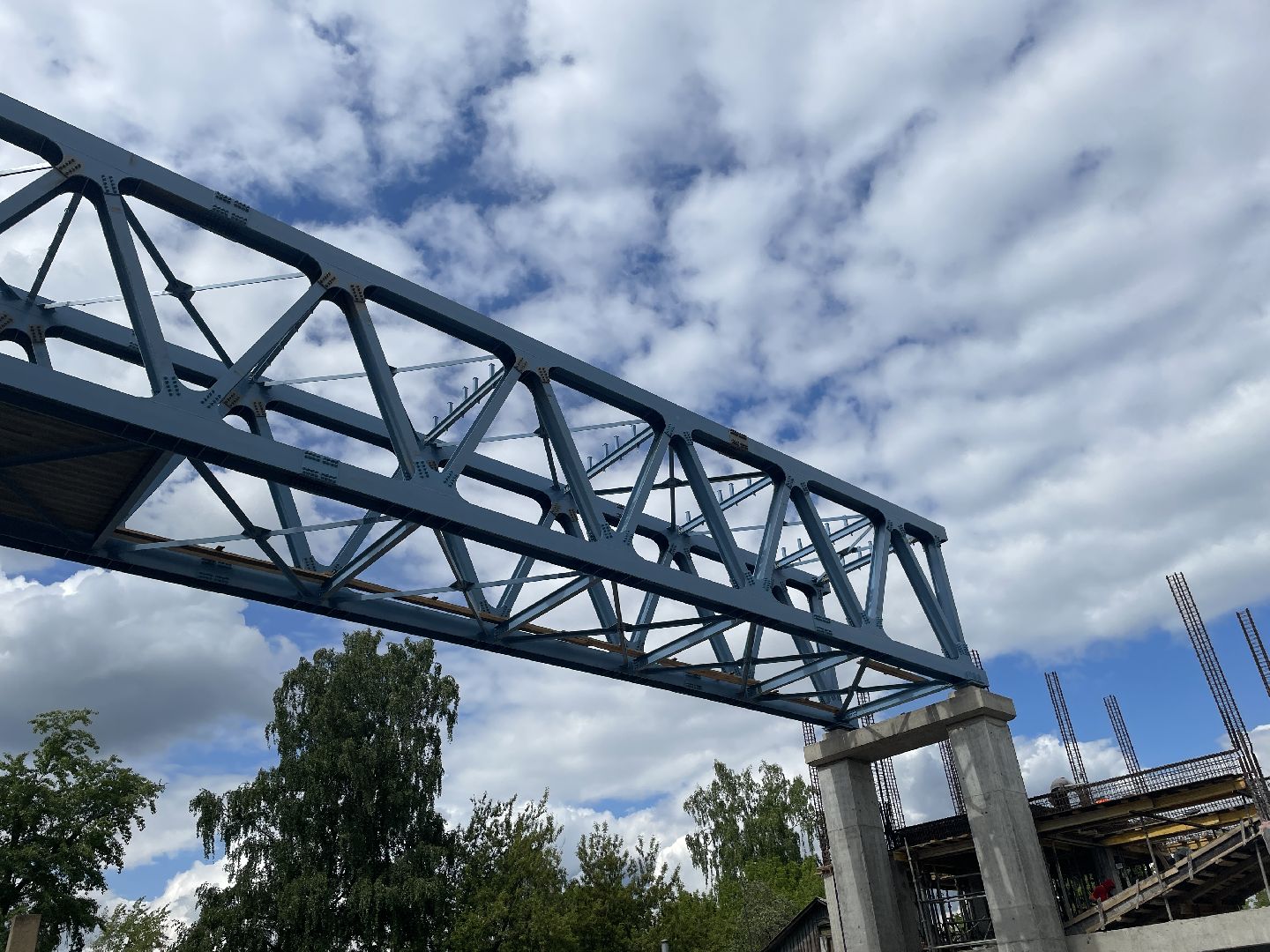 Мост, пешеходы, дорога, строительство