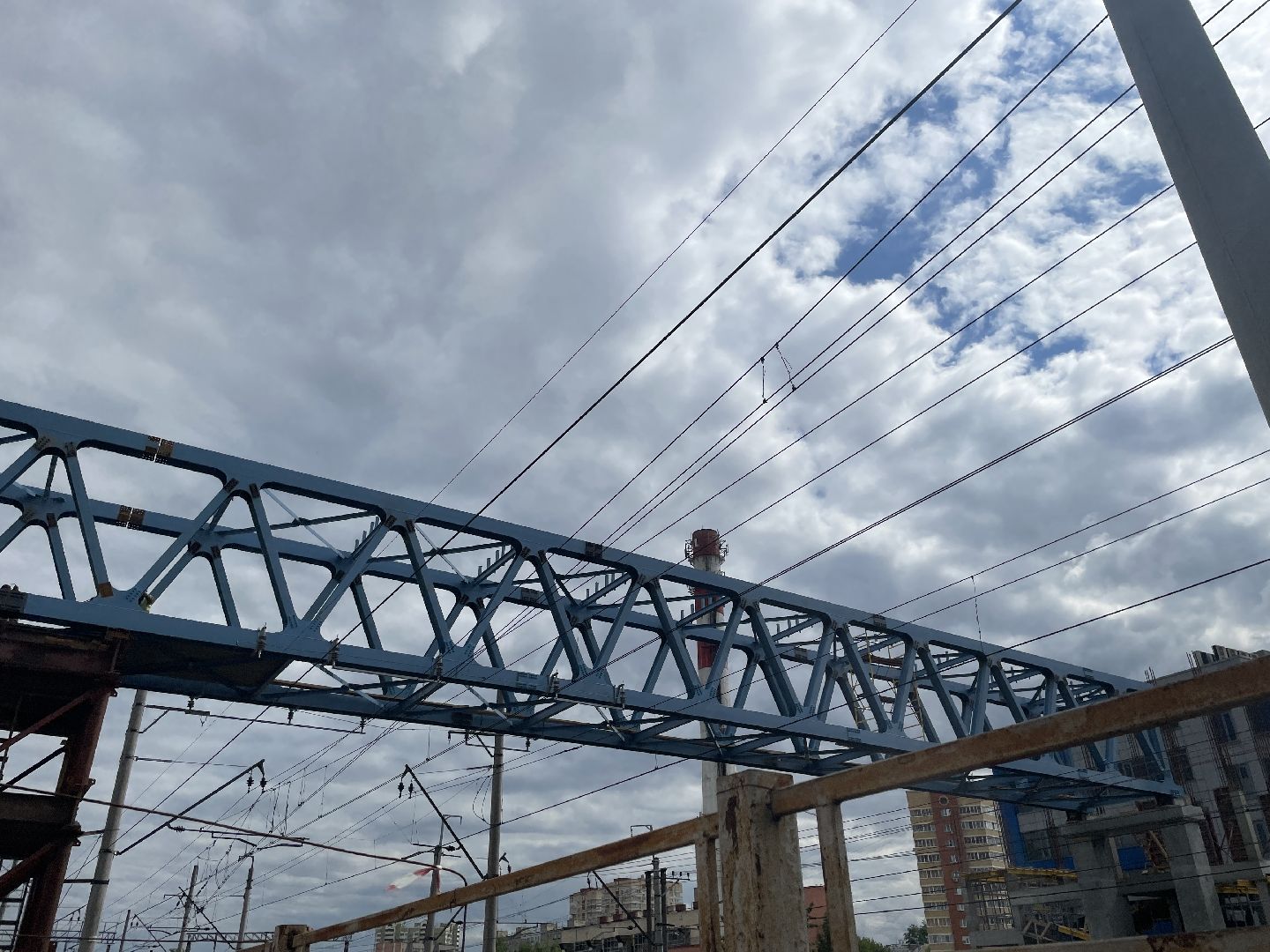 Мост, пешеходы, дорога, строительство