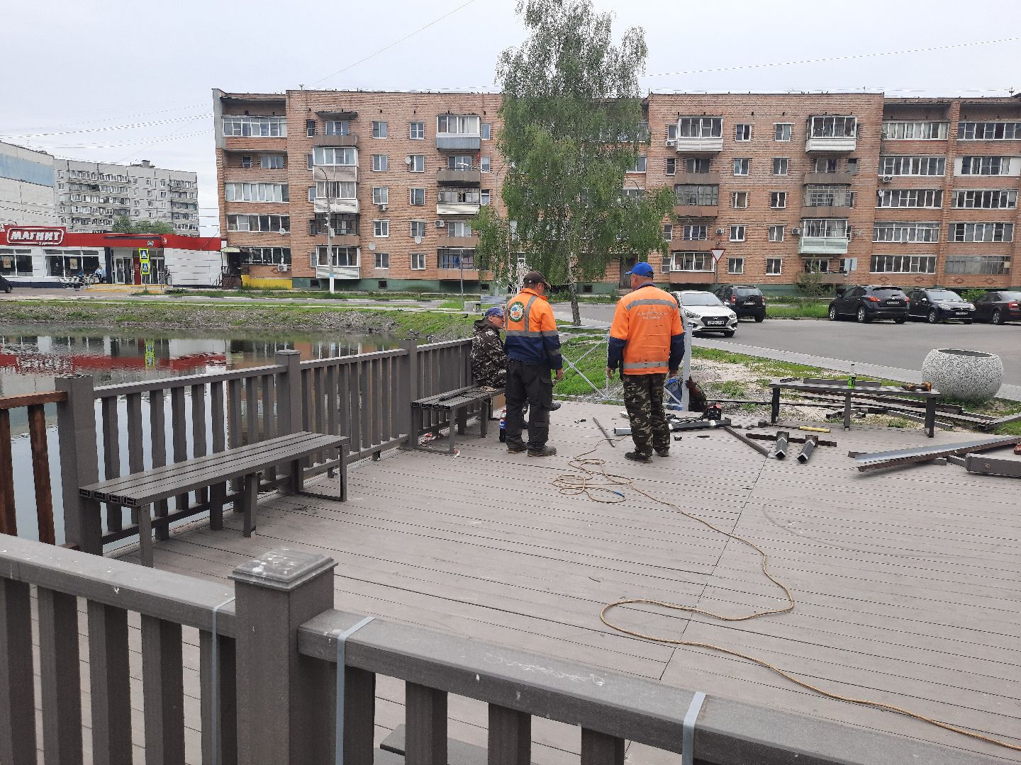 Шатура, набережная, замена ограждения, новый перила