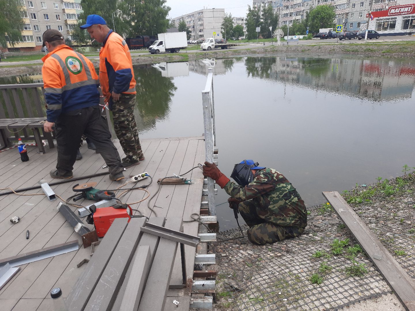 Шатура, набережная, замена ограждения, новый перила