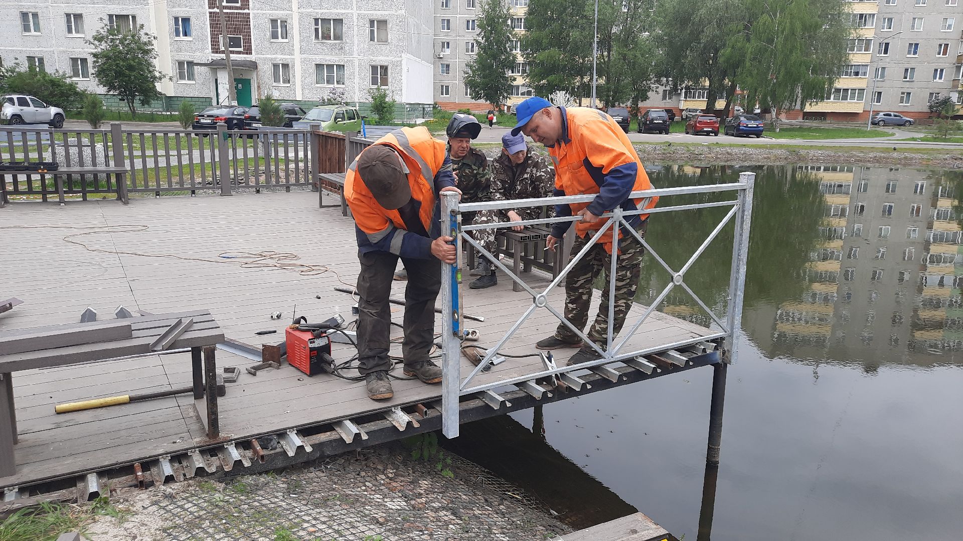 Шатура, набережная, замена ограждения, новый перила