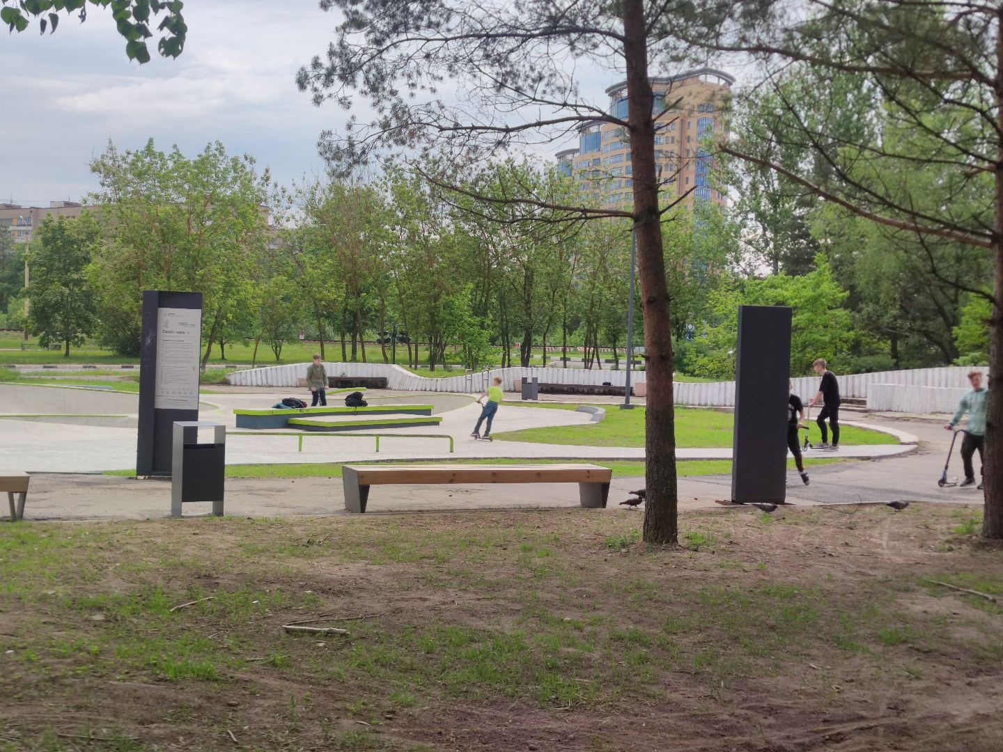 Лавочки, скейт-парк, Сбер, Дубна