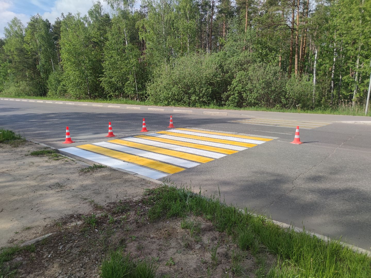 Дорожная разметка, обновление, пешеходный переход, Дубна