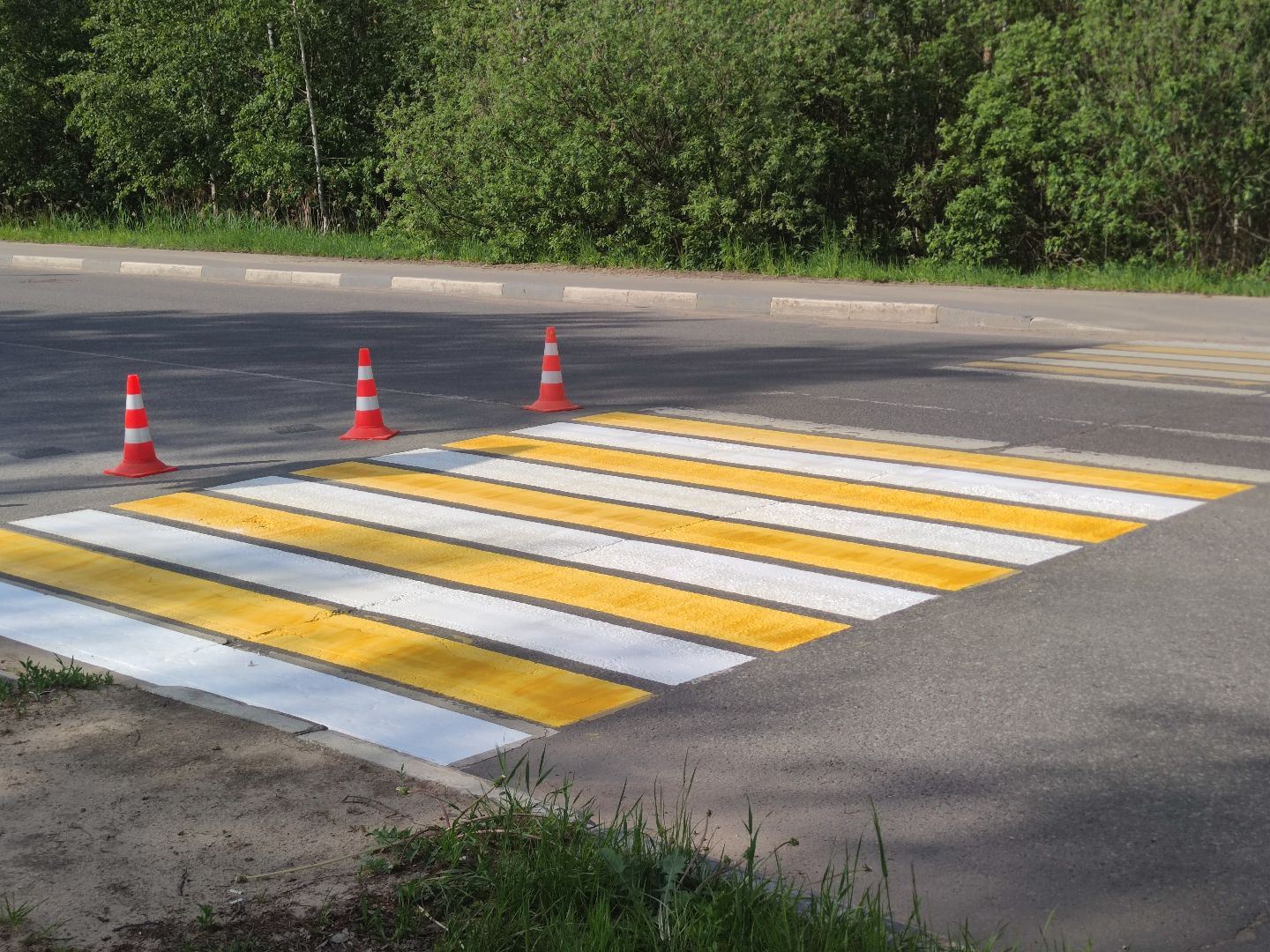 Дорожная разметка, обновление, пешеходный переход, Дубна