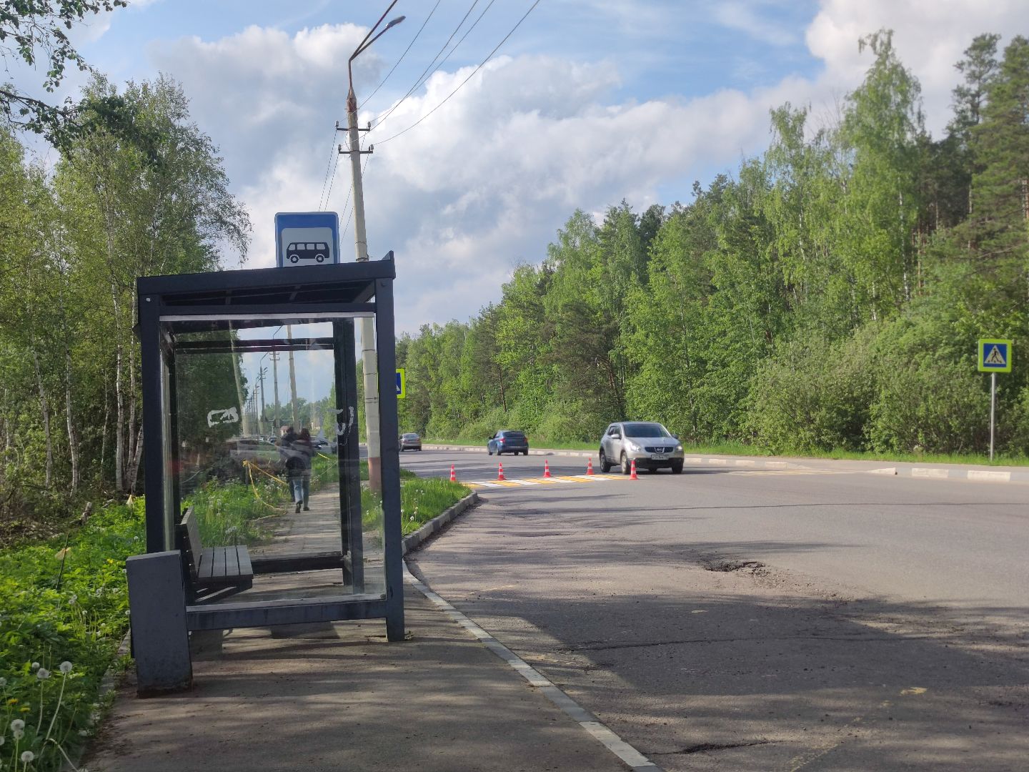 Дорожная разметка, обновление, пешеходный переход, Дубна