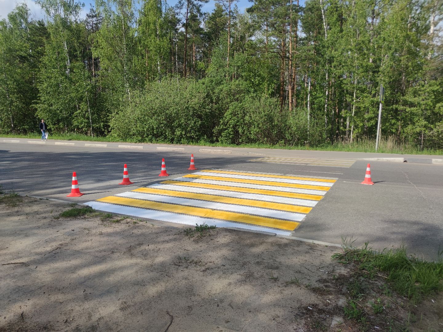 Дорожная разметка, обновление, пешеходный переход, Дубна